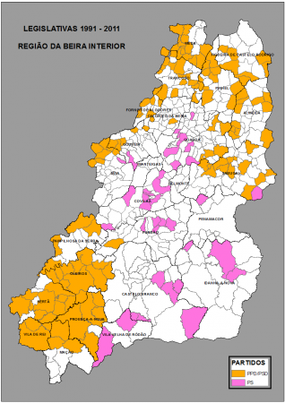 BEIRA INTERIOR: FREGUESIAS QUE MANTIVERAM A MESMA TENDÊNCIA ENTRE 1991 E 2011